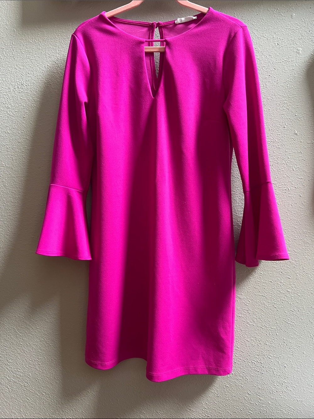 First Love Vibrant Fuchsia Bell-Sleeve Mini Dress